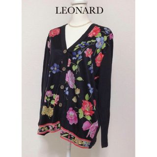 【大人気】LEONARD　レオナール　カーディガン　シルク　花柄　美品　Lサイズ