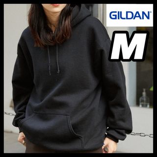 ギルタン(GILDAN)の新品未使用 ギルダン 8oz 無地 プルオーバー パーカー 裏起毛 黒 M(パーカー)