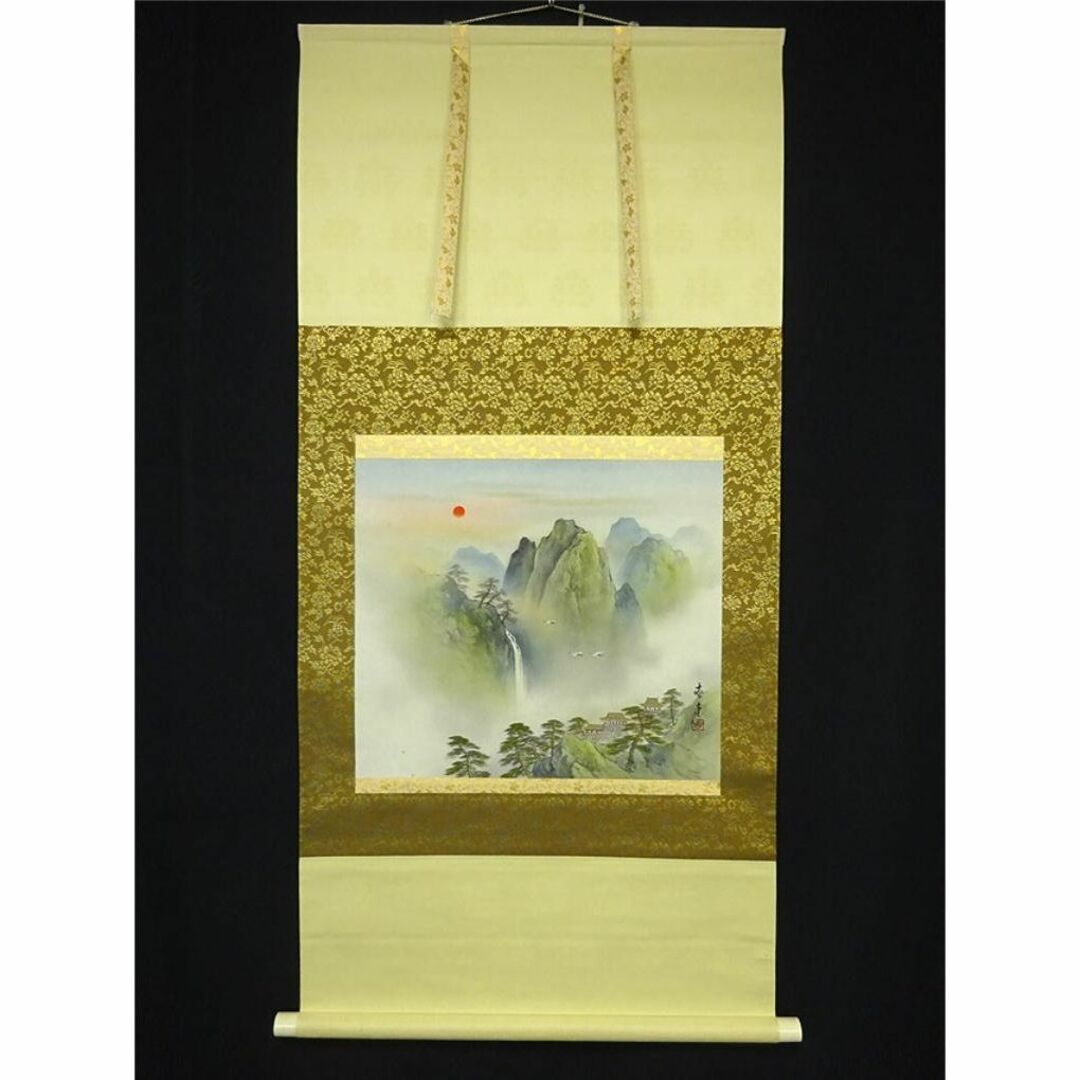 真作】掛軸 吉井春堂『蓬莱山図』日本画 絹本 共箱付 掛け軸 a07027 真作】掛軸 吉井春堂『蓬莱山図』日本画 絹本 共箱付 掛け軸 a07027