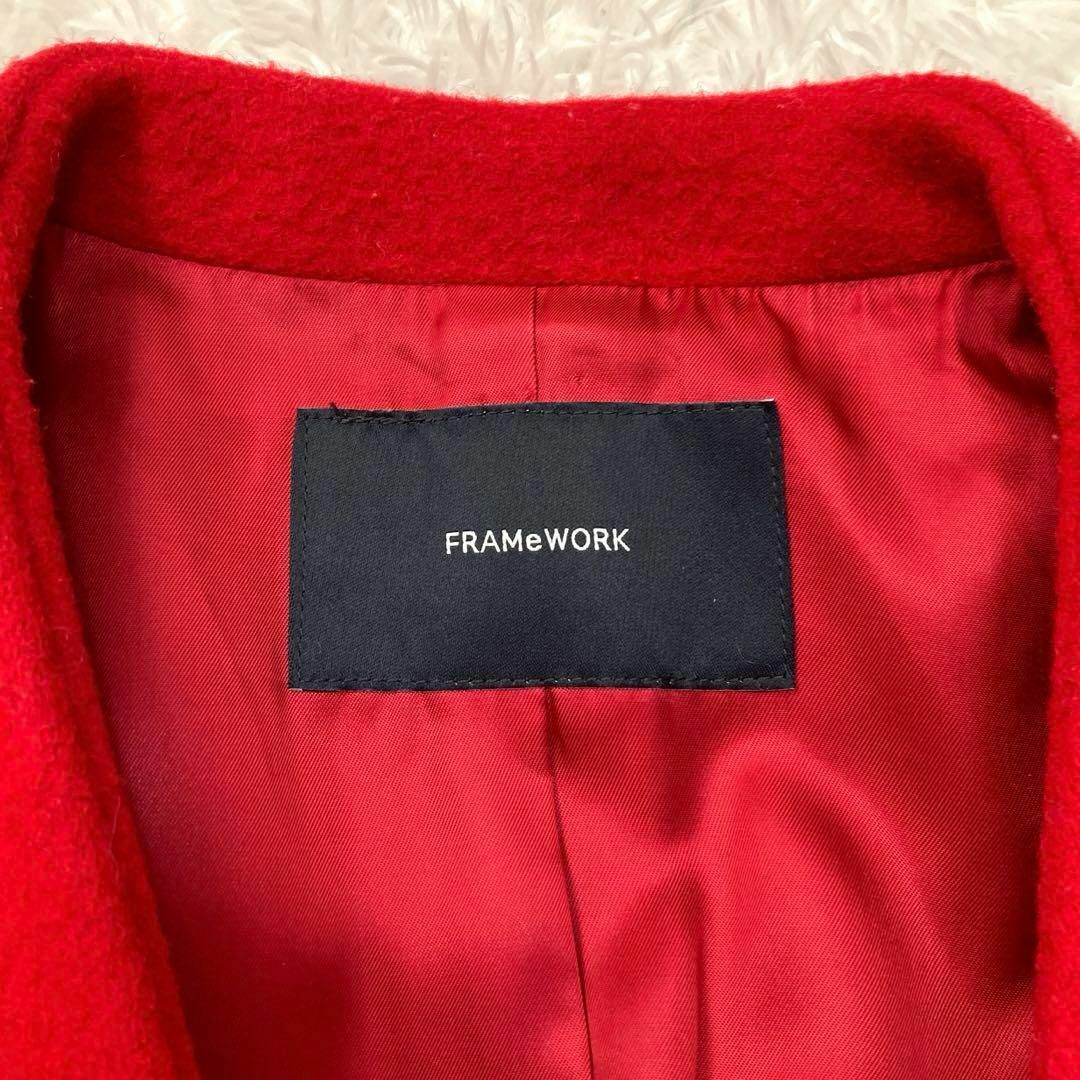 FRAMeWORK(フレームワーク)の美品♡ フレームワーク×金子綾 ダブルビーバーＶネックコート レッド レディースのジャケット/アウター(ロングコート)の商品写真