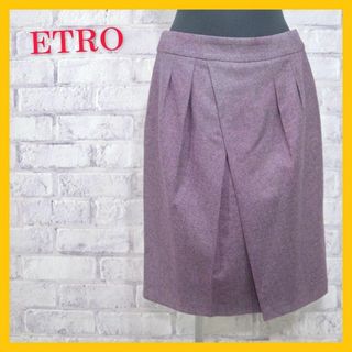 ETRO - エトロ プリーツスカート ひざ丈 フレア リネン混 シルク混 44 ...