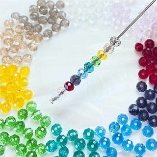 ボタンカット ガラス ♡10色 アソートセット クリア 3×4mm 200個 Ⅱ(各種パーツ)