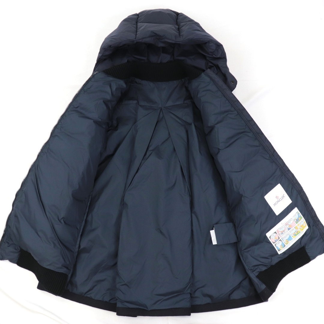 美品 モンクレール ブロワ ウール切替 ダウンジャケット キッズ ネイビー 10A/140cm コート レディース可 BLOIS MONCLER