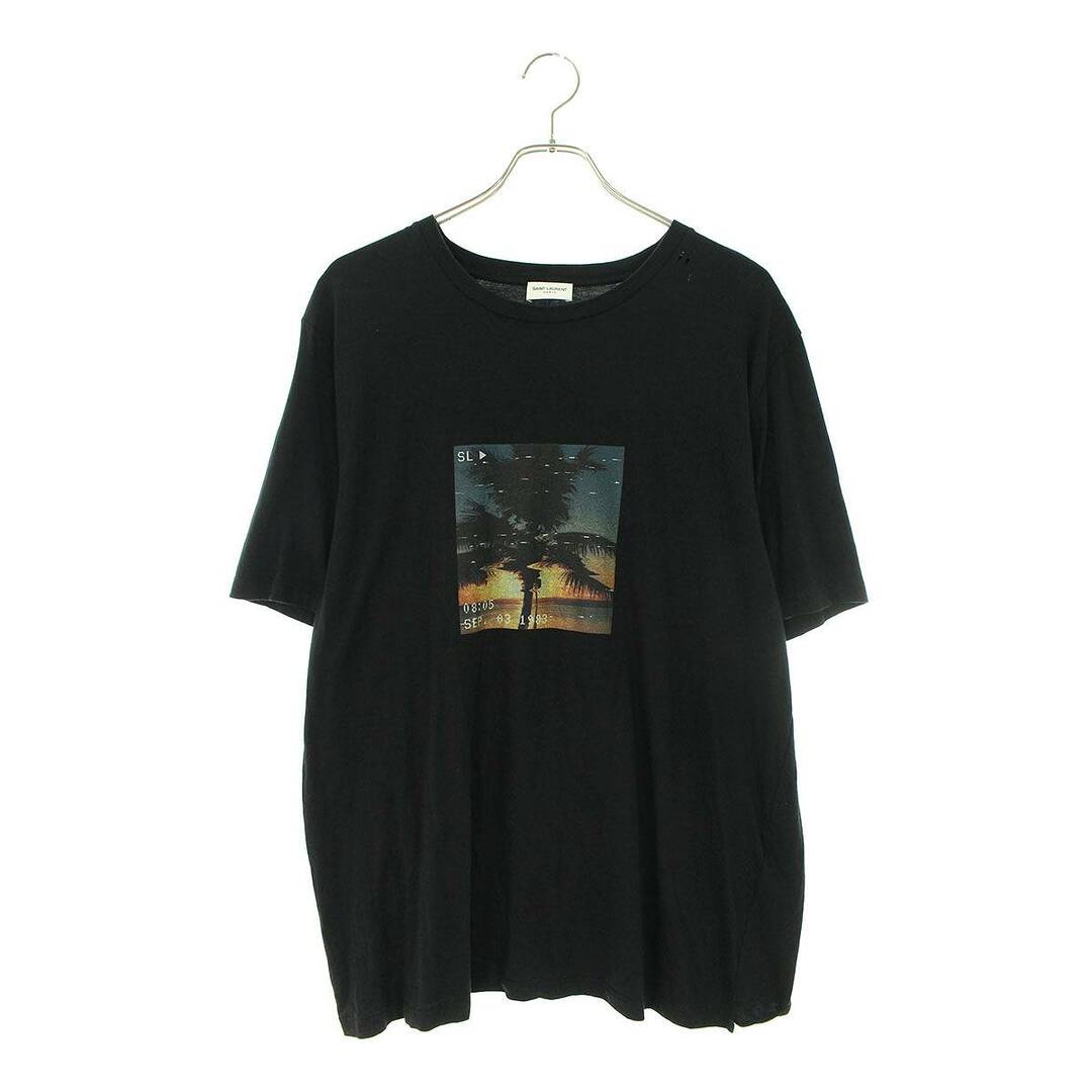 トップスサンローランパリ  652565 Y36AD ダメージ加工サンセットビーチTシャツ メンズ XL