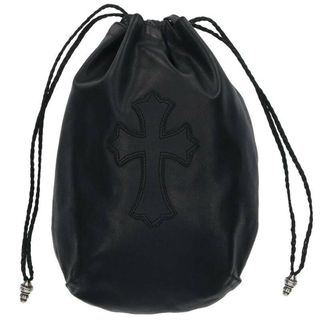 クロムハーツ(Chrome Hearts)のクロムハーツ  DRW STRNG SACK CRS PATCH クロスパッチドローストリングサックレザー巾着ハンドバッグ メンズ(その他)