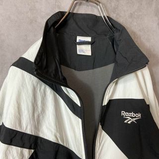 人気モノクロ】REEBOKナイロンジャケット古着ビッグロゴ90s白黒