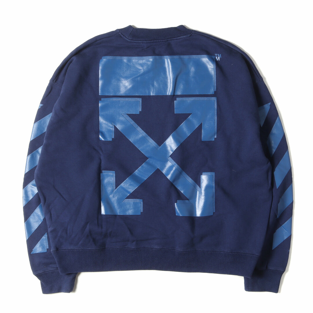 OFF-WHITE オフホワイト スウェット サイズ:XL 21AW アロー ラバープリント オーバーサイズ クルーネック スウェットシャツ RUBBER ARROW SKATE CREWNECK ネイビー 紺 トップス トレーナー【メンズ】