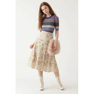 ジルスチュアート(JILLSTUART)の★【美品】◆最終値下げ◆JILLSTUART カメル刺繍レーススカート(ひざ丈スカート)