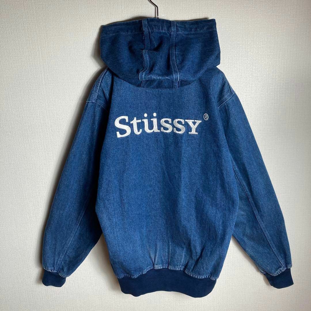 STUSSY - 【人気デザイン】ステューシー ビッグ刺繍ロゴ入りフルジップ