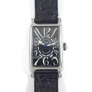 フランクミュラー(FRANCK MULLER)のフランクミュラー FRANCK MULLER 腕時計 ロングアイランド プティ 802QZ 夜光針/インデックス レクタンギュラー ギョーシェ ヴァーグ ブラック文字盤 SS ブラック アリゲーター レザーベルト クオーツアナログ 【中古】(腕時計)