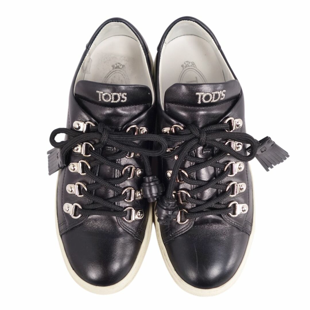 トッズ TOD'S スニーカー ローカット レースアップ ロゴ カーフレザー シューズ レディース 36(23cm相当) ブラック トッズ TOD'S スニーカー ローカット レースアップ ロゴ カーフレザー シューズ レディース 36(23cm相当) ブラック