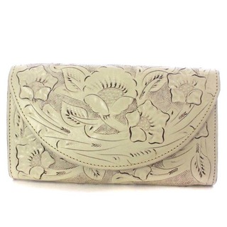 カービングトライブス グレースコンチネンタル 財布 二つ折り 花柄 レザー 白(財布)