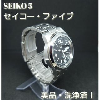 セイコー(SEIKO)の【洗浄済　美品】SEIKO セイコー 5 腕時計　デイト表示　裏スケルトン(腕時計(アナログ))