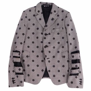 ブラックコムデギャルソン(BLACK COMME des GARCONS)のブラックコムデギャルソン BLACK COMME des GARCONS ジャケット テーラードジャケット カットオフ 千鳥格子 ドット柄 アウター メンズ S ブラック/ホワイト(テーラードジャケット)