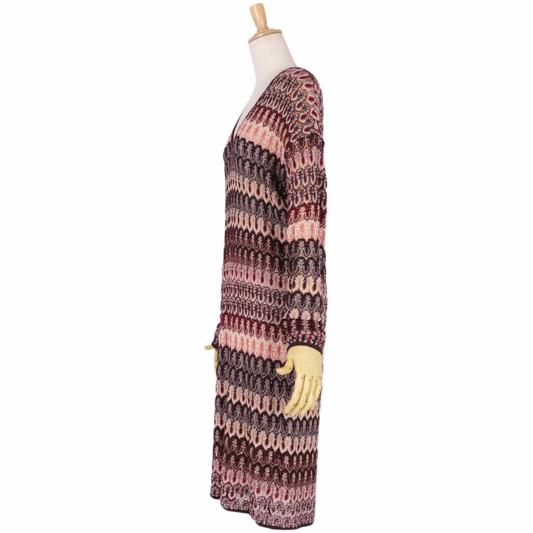 美品 ミッソーニ MISSONI ニット ワンピース セーター ロングスリーブ 総柄 トップス レディース 42(M相当) マルチカラー レディースのワンピース(ひざ丈ワンピース)の商品写真