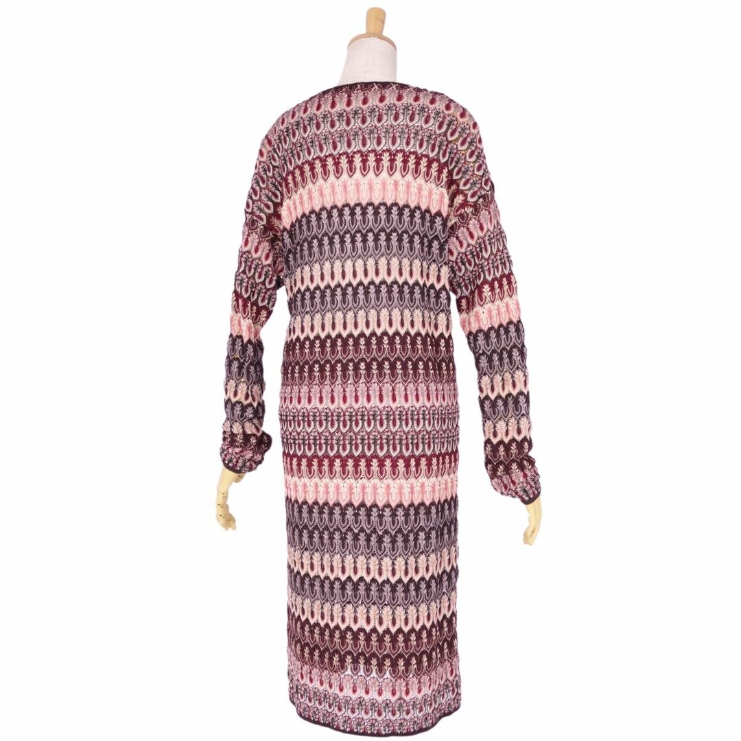 美品 ミッソーニ MISSONI ニット ワンピース セーター ロングスリーブ 総柄 トップス レディース 42(M相当) マルチカラー レディースのワンピース(ひざ丈ワンピース)の商品写真