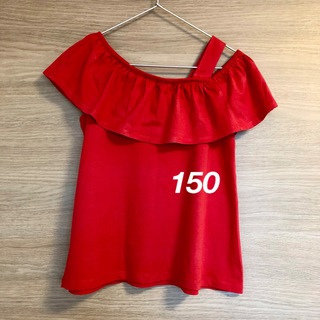 ジーユー(GU)の150 GU ジーユー フリル 赤 カットソー  Tシャツ  女の子  半袖 (Tシャツ/カットソー)