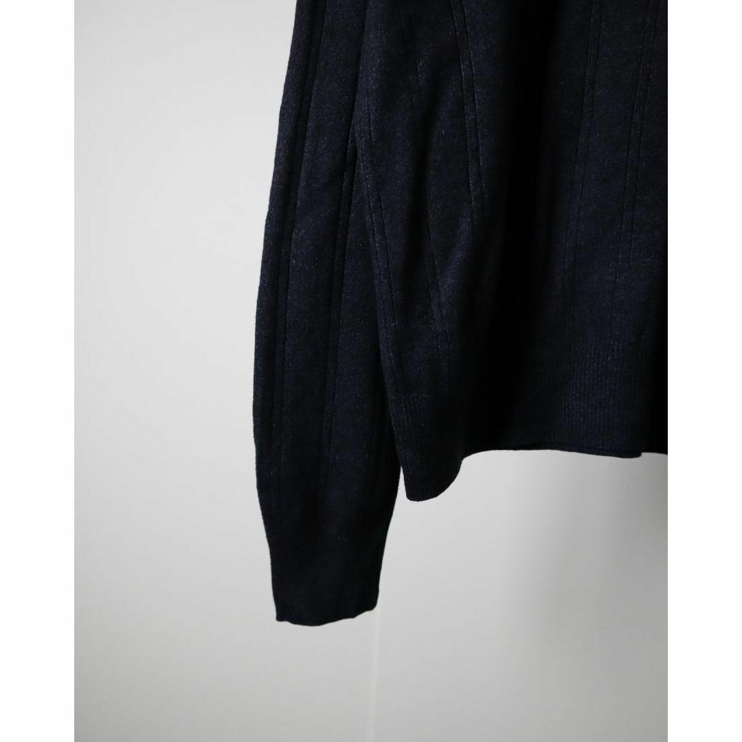 ART VINTAGE(アートヴィンテージ)の【ドッカーズ】ジャガードストライプ ボーダー ニット セーター ポロシャツ 濃紺 メンズのトップス(ニット/セーター)の商品写真