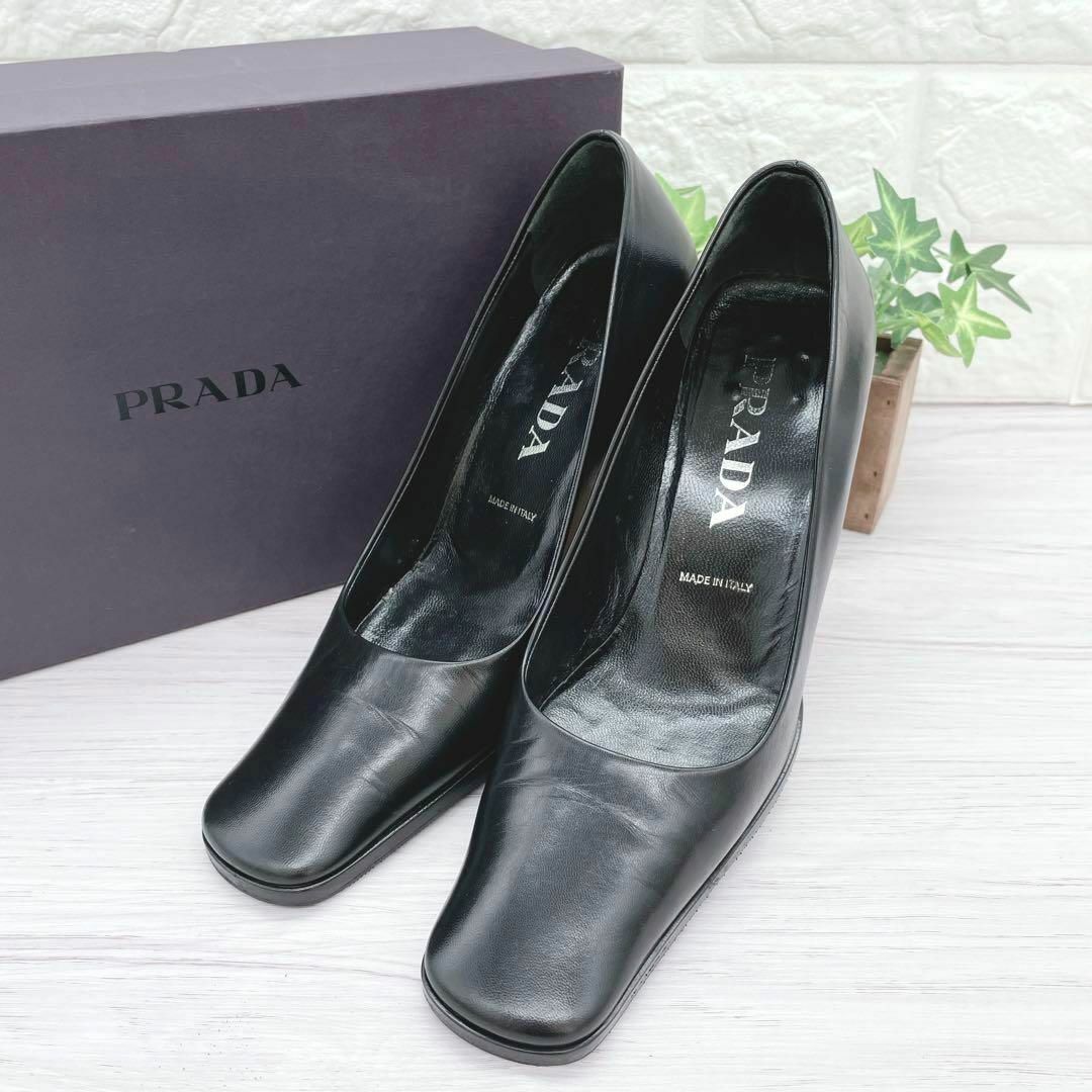 PRADA レザー スクエアシューズ