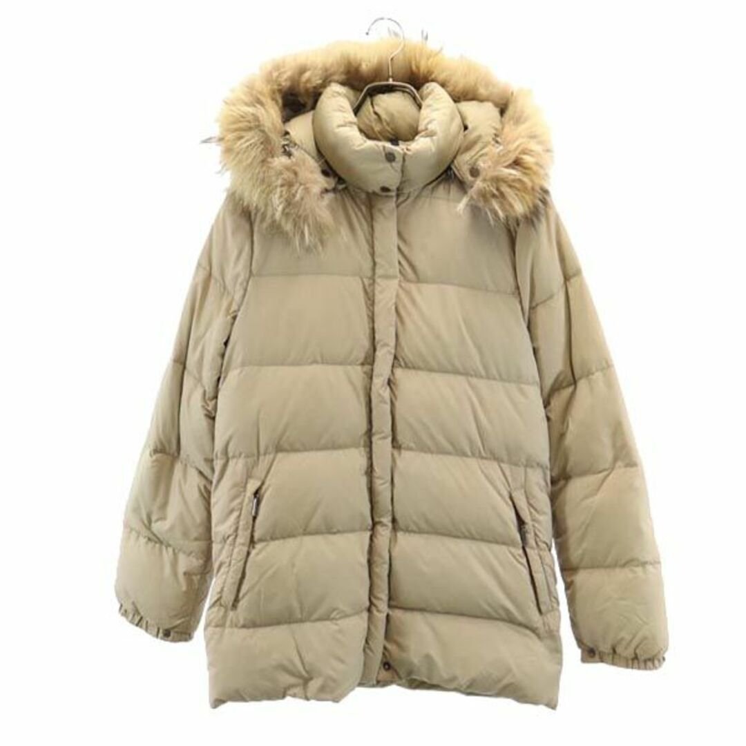 62cm肩幅モンクレール ファー ダウンコート 0 ベージュ MONCLER レディース  【231109】