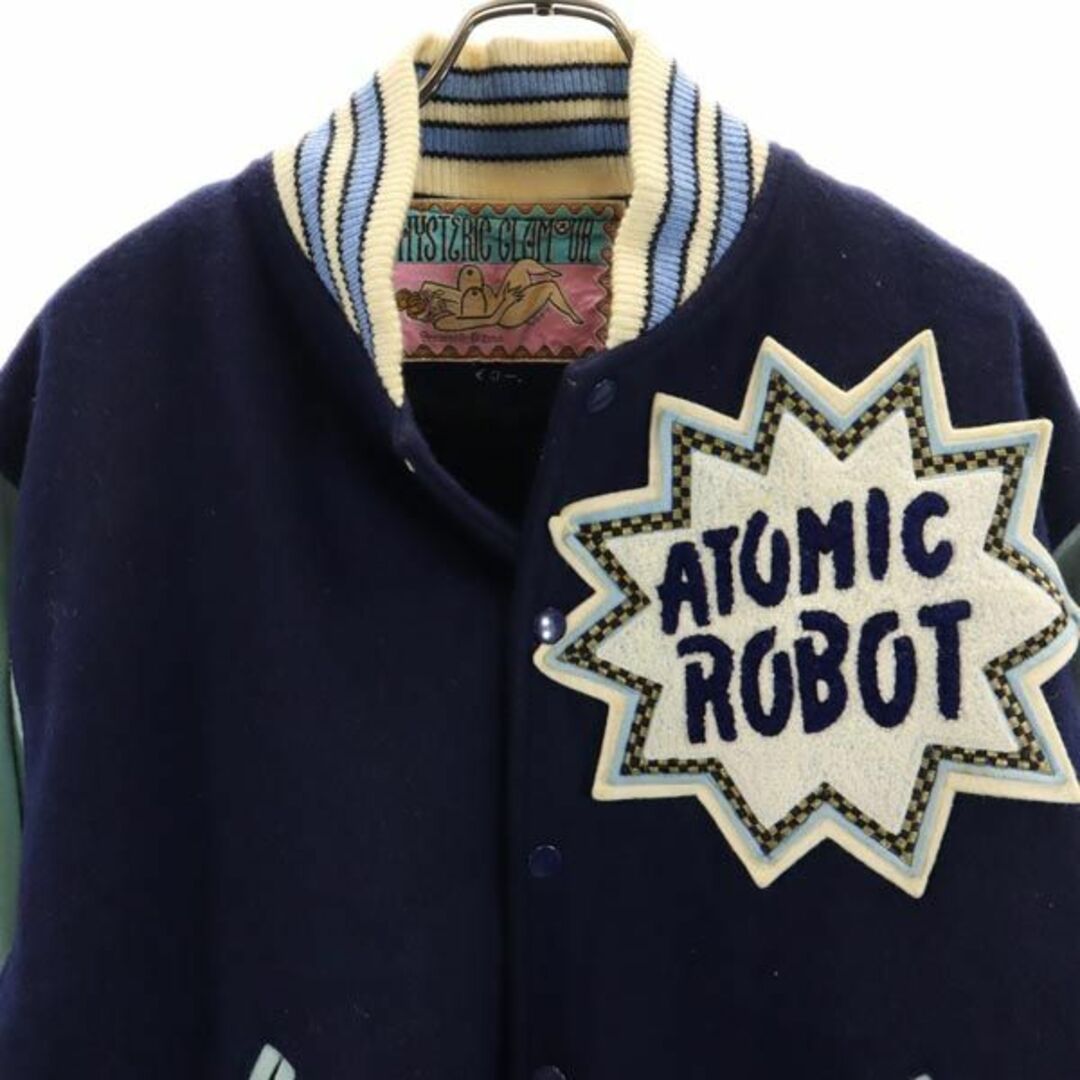 HYSTERIC GLAMOUR(ヒステリックグラマー)のヒステリックグラマー ウールブレンド バック刺繍 スタジャン F ネイビー系 HYSTERIC GLAMOUR ブルゾン ロゴ メンズ 古着 【231109】 メンズのジャケット/アウター(スタジャン)の商品写真