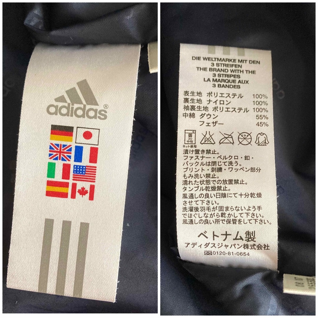 adidas(アディダス)の00s　アディダス　ダウンジャケット　アウター　ネイビー　スリーライン　L メンズのジャケット/アウター(ダウンジャケット)の商品写真