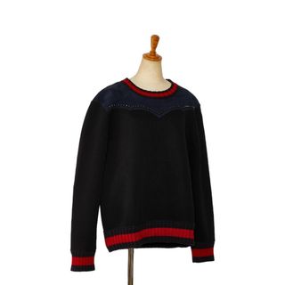 グッチ(Gucci)のグッチ リブ切り替え レザートリム スタッズ スウェット トレーナー サイズ：L 440151 X5F19 コットン メンズ GUCCI 【1-0122368】(スウェット)