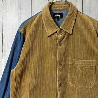 ステューシー(STUSSY)のstussy ステューシー シャツ コーデュロイ デニム 切替 長袖 バイカラー(シャツ)