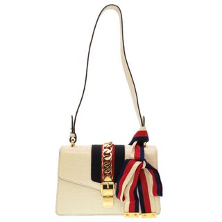 Gucci - 新品同様 グッチ シルヴィスモール クロコダイル ホワイト