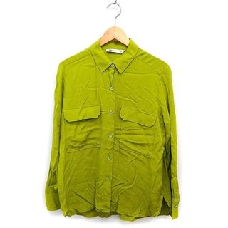 【ローレンラルフローレン】ミリタリーシャツ シルク素材 カーキグリーン Sサイズ