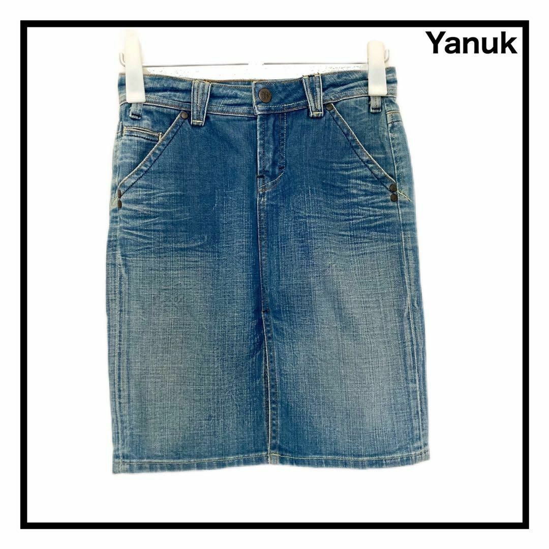 YANUK(ヤヌーク)の【Yanuk】　ヤヌーク　デニムスカート　ひざ丈　アメリカ製　US古着　Oサイズ レディースのスカート(ひざ丈スカート)の商品写真