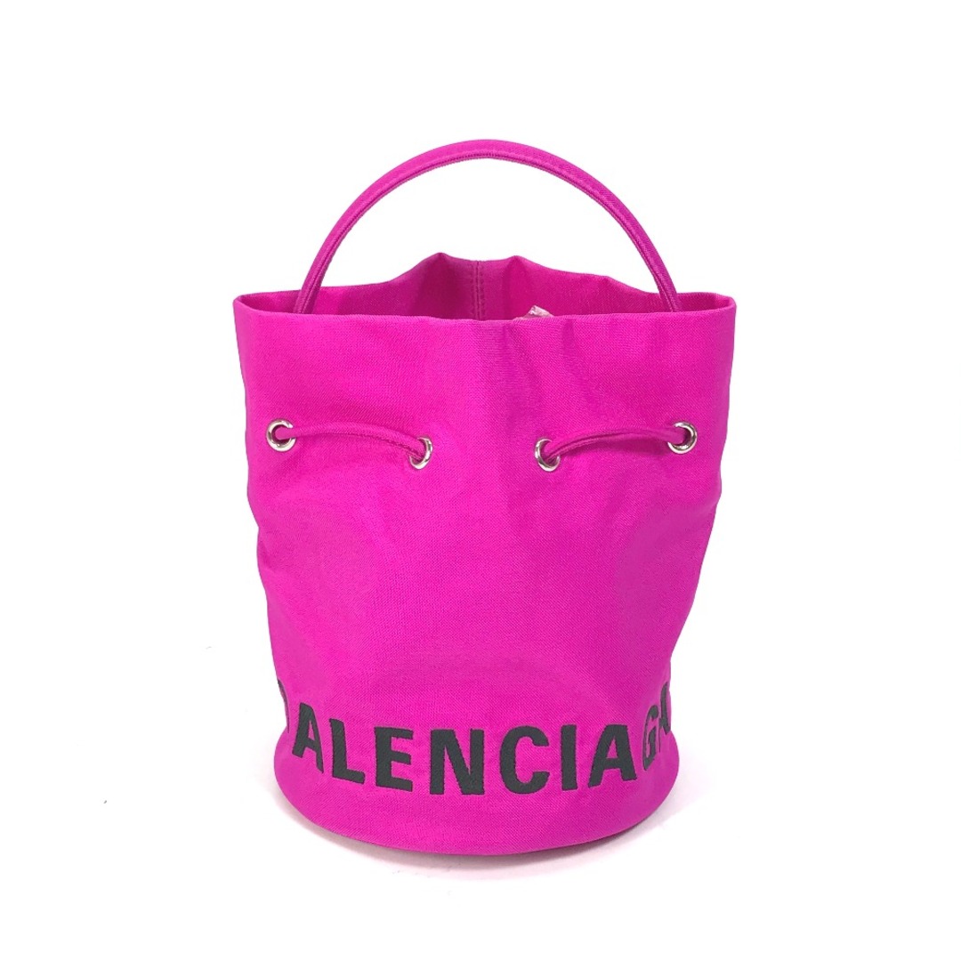 約19cmストラップバレンシアガ BALENCIAGA ウィールXS ドローストリング バケット 619458 2WAY カバン 斜め掛け ショルダーバッグ ナイロン ピンク