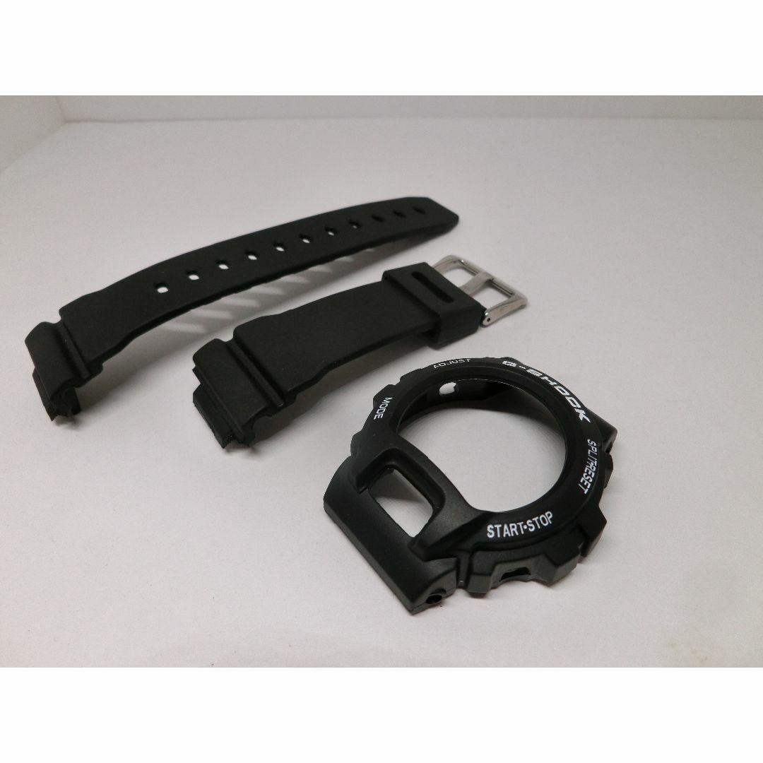 カスタム　黒　白文字　DW-6900系 互換　ベゼル、ベルト　セット メンズの時計(ラバーベルト)の商品写真