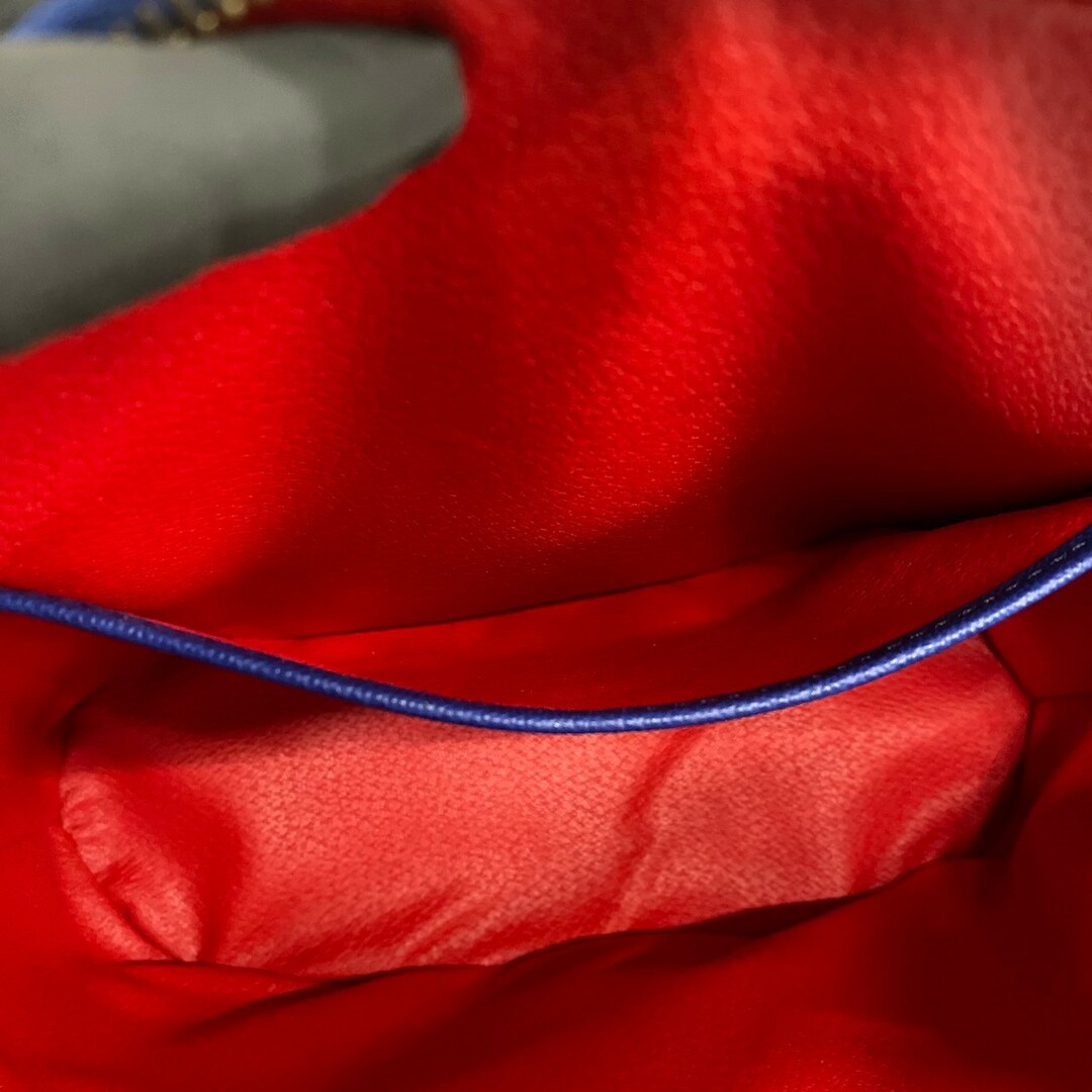 極 美品 希少品 CELINE セリーヌ リング金具 ロゴ レザー 本革 セミ ショルダーバッグ トートバッグ ハンドバッグ ブルー 29008