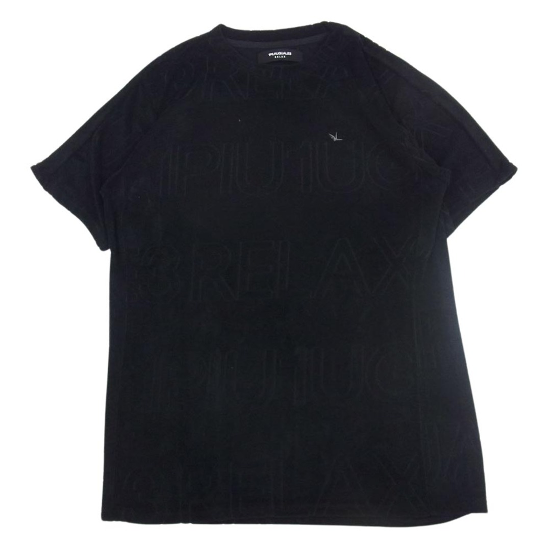 L着丈1piu1uguale3 ウノピュウノウグァーレトレ RELAX リラックス パイル モノグラム ロゴ 半袖 Tシャツ ブラック系 L