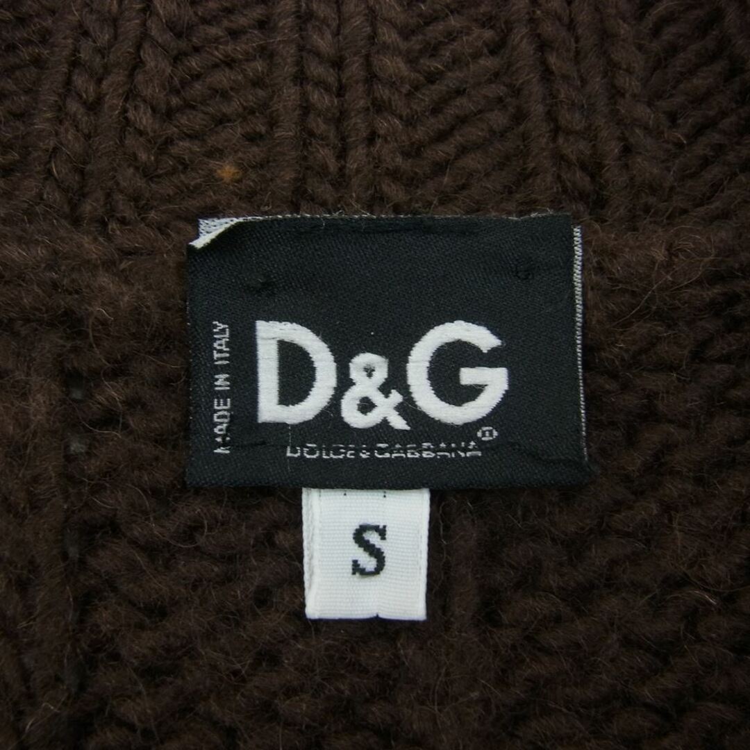 D&G(ディーアンドジー)のD&G ディーアンドジー レザー パッチ付 ジップ ニット ブラウン系 S【中古】 メンズのトップス(ニット/セーター)の商品写真