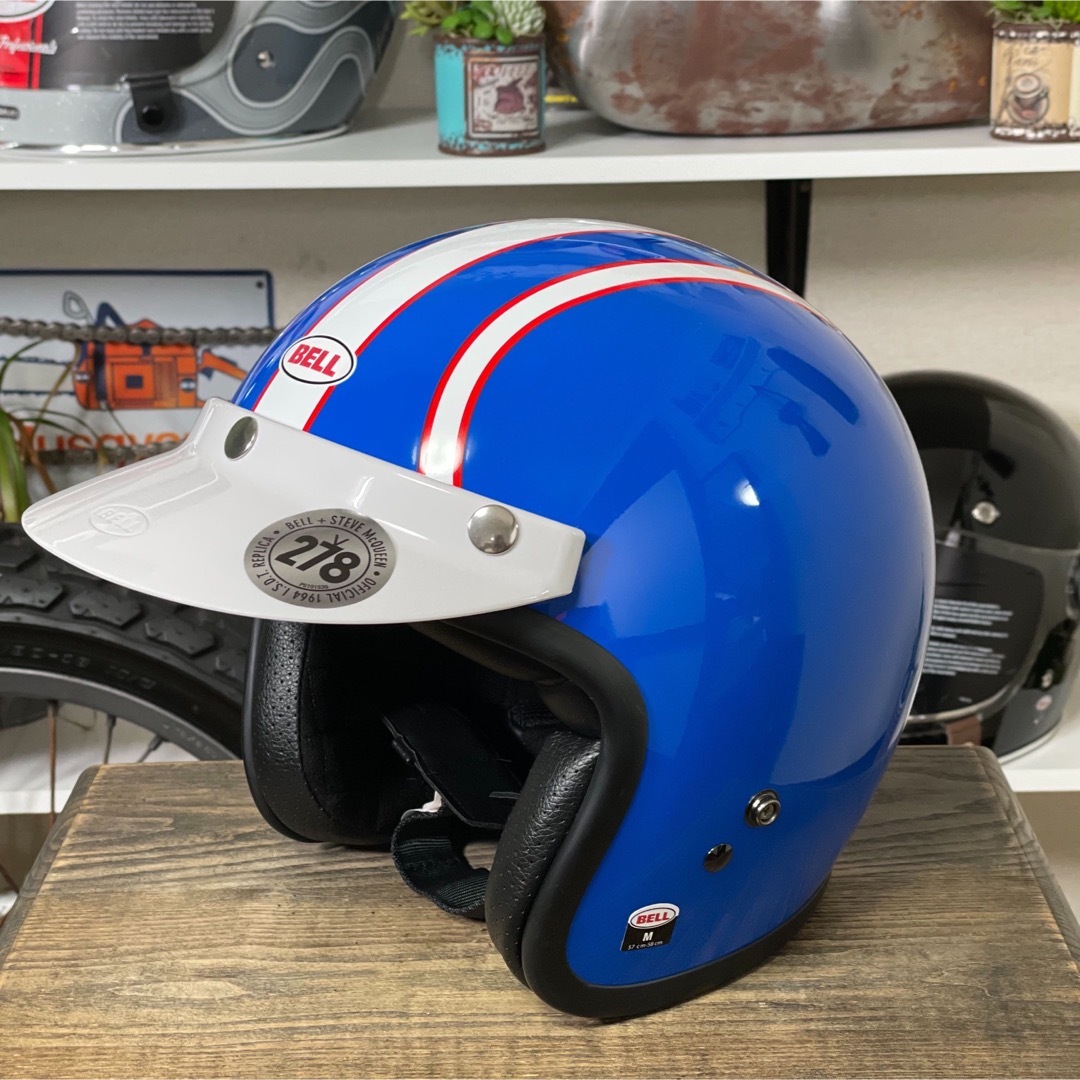 BELL(ベル)の★BELL CUSTOM 500 マックイーン ジェットヘルメット ブルー/XL 自動車/バイクのバイク(ヘルメット/シールド)の商品写真