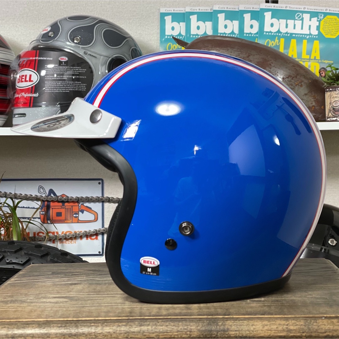 BELL(ベル)の★BELL CUSTOM 500 マックイーン ジェットヘルメット ブルー/XL 自動車/バイクのバイク(ヘルメット/シールド)の商品写真