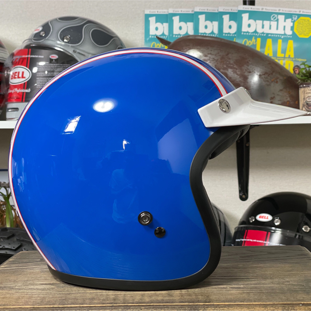 自動車/バイク★BELL CUSTOM 500 マックイーン ジェットヘルメット ブルー/XL