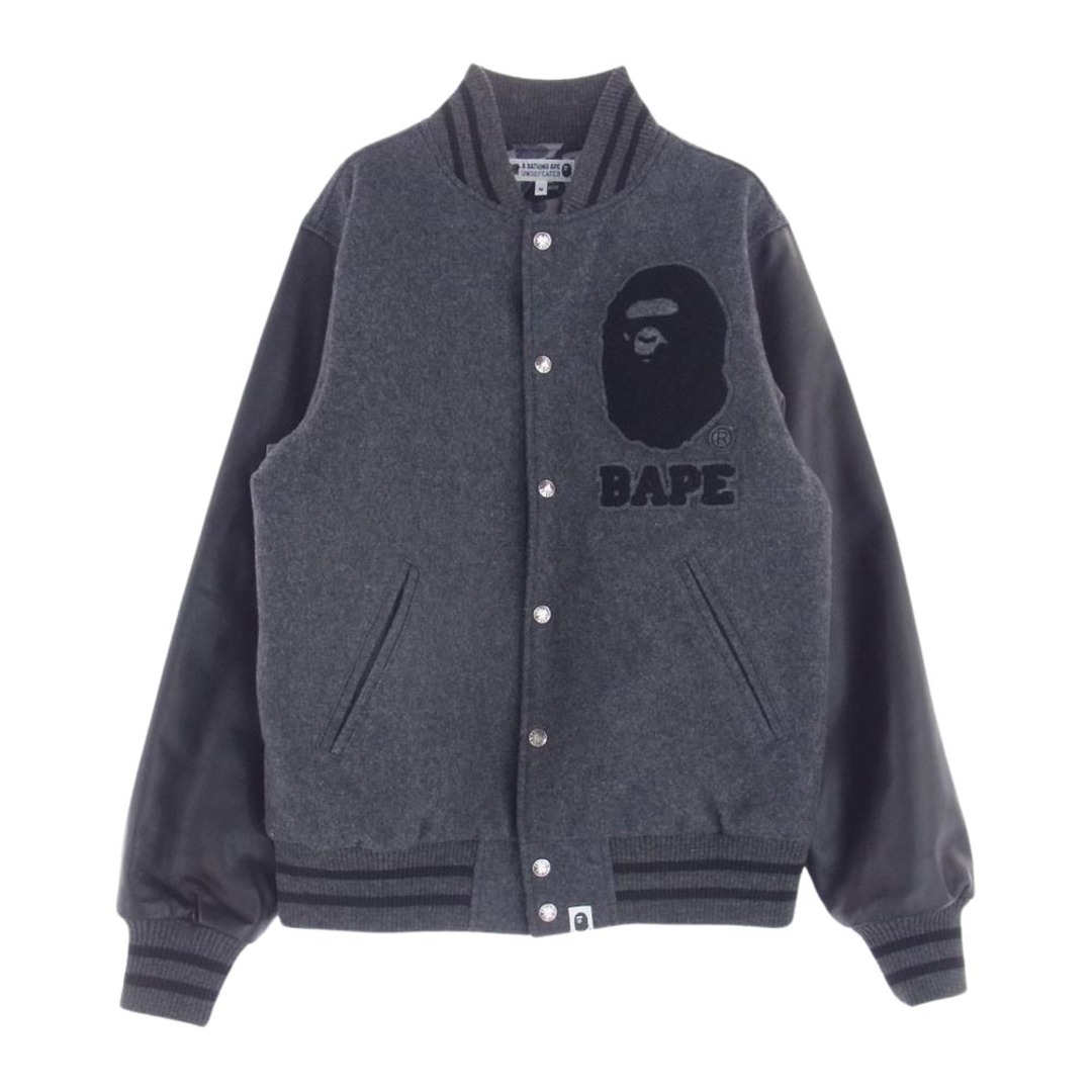 A BATHING APE アベイシングエイプ スタジャン 20AW × UNDFTD VARSITY JACKET アンディフィーテッド バーシティジャケット スタジャン ブラック  ブラック系 ダークグレー系 M約455cm着丈