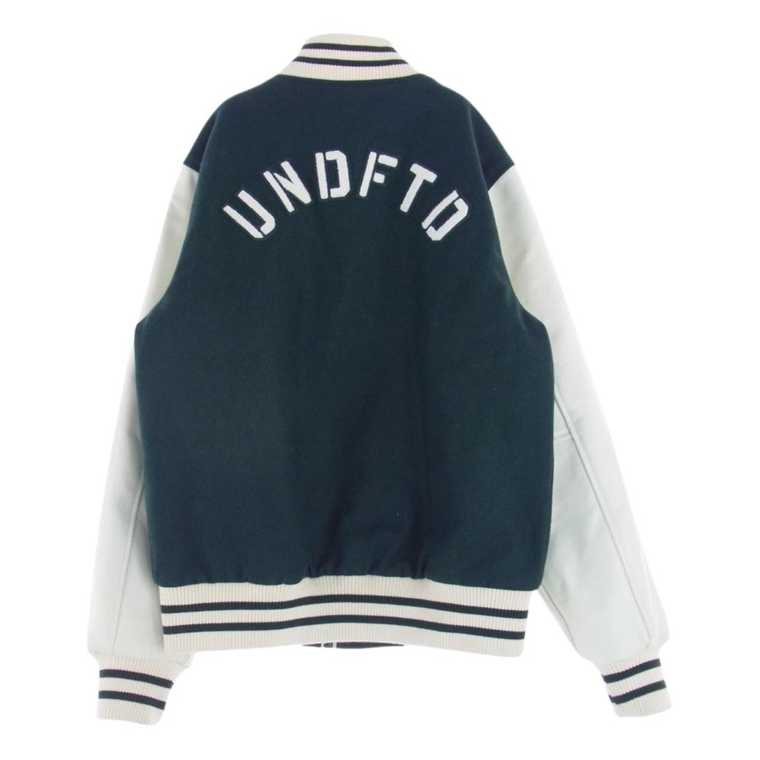 A BATHING APE(アベイシングエイプ)のA BATHING APE アベイシングエイプ スタジャン 20AW × UNDFTD VARSITY JACKET アンディフィーテッド バーシティジャケット スタジャン グリーン  ホワイト系 グリーン系 M【中古】 メンズのジャケット/アウター(その他)の商品写真