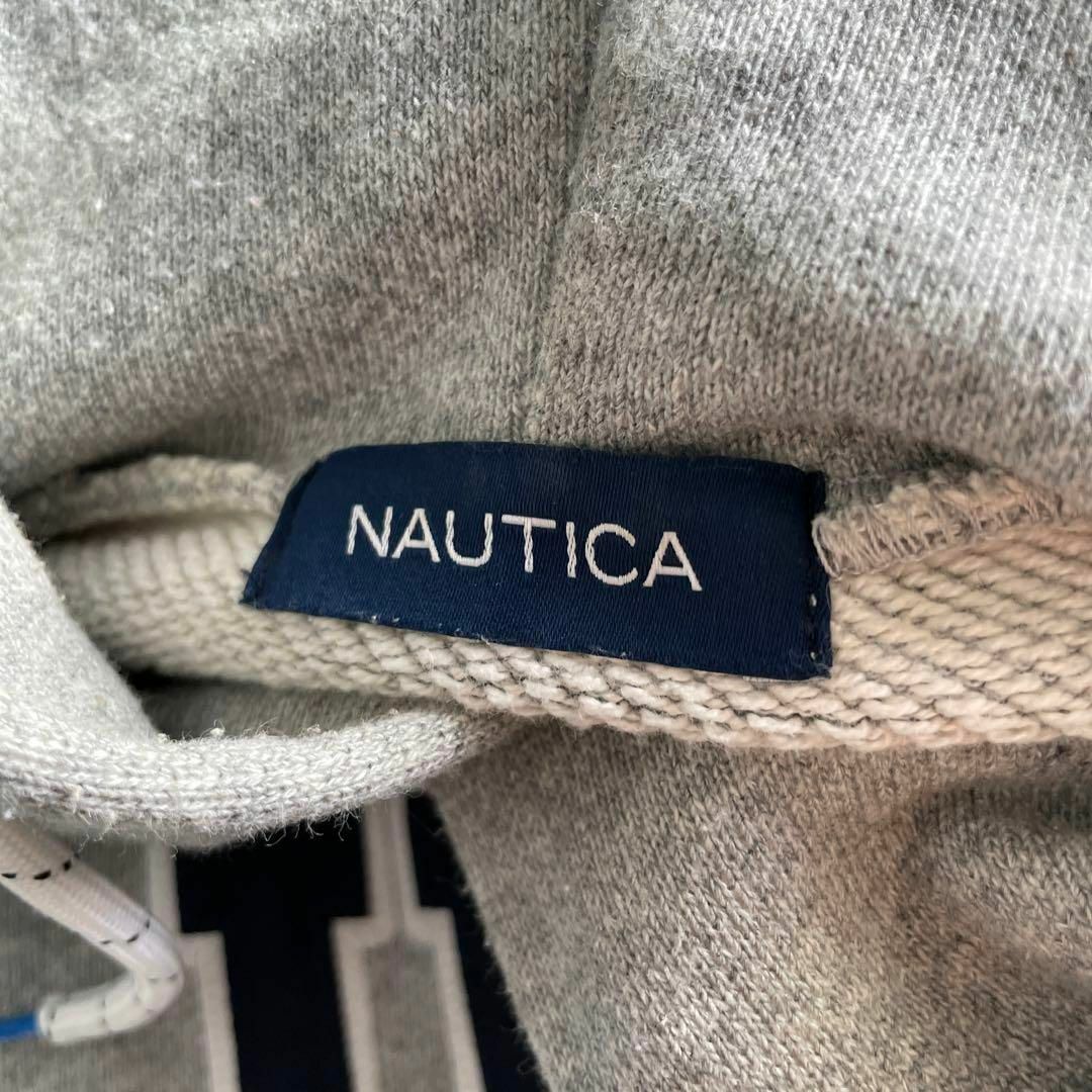 【人気アーチ刺繍ロゴ◎】NAUTICAパーカーグレーかぶりプルオーバーM