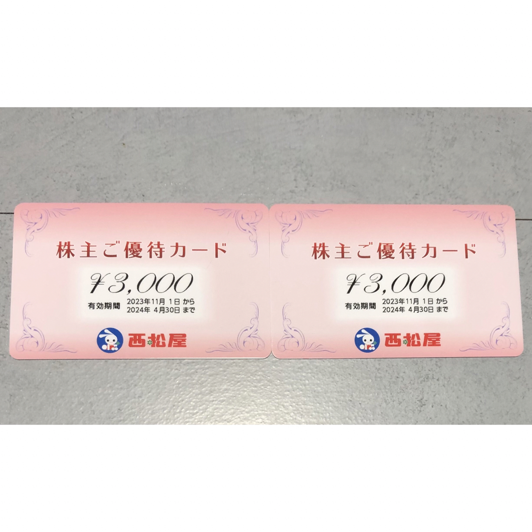 西松屋株主優待カード6,000円分