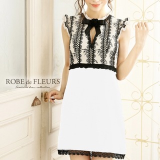 【完売品】ROBE de FLEURS フラワー リボン 台形スカートドレス(ナイトドレス)
