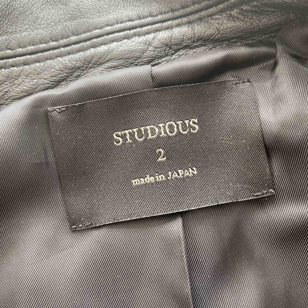 STUDIOUS(ステュディオス)の【80%OFF】STUDIOUS ダブルライダーズジャケット ブラック サイズ2 メンズのジャケット/アウター(ライダースジャケット)の商品写真