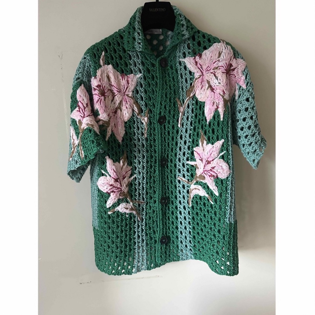 valentino crochet knit aloha shirt