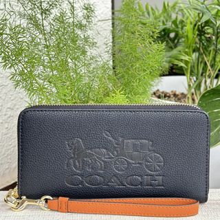 コーチ(COACH)のCOACH　コーチ　長財布　ホースアンドキャリッジ　エンボスド　レザー　ブラック(財布)