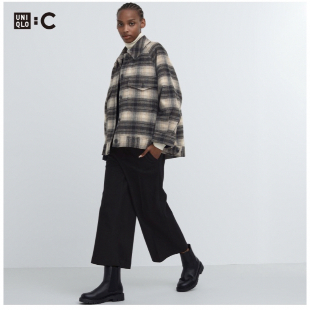 UNIQLO:C ブラッシュドジャージークロップドパンツ　XL ブラック