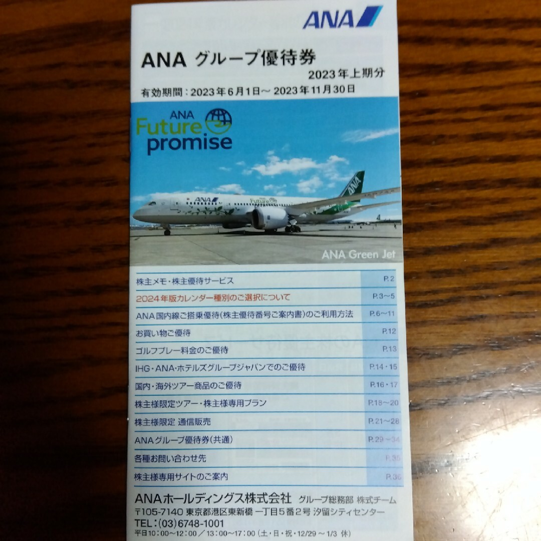 ANA(全日本空輸)(エーエヌエー(ゼンニッポンクウユ))の[値下げ]ANA全日空株主優待券2枚セット·グループ優待券1冊 11月末まで有効 チケットの乗車券/交通券(航空券)の商品写真