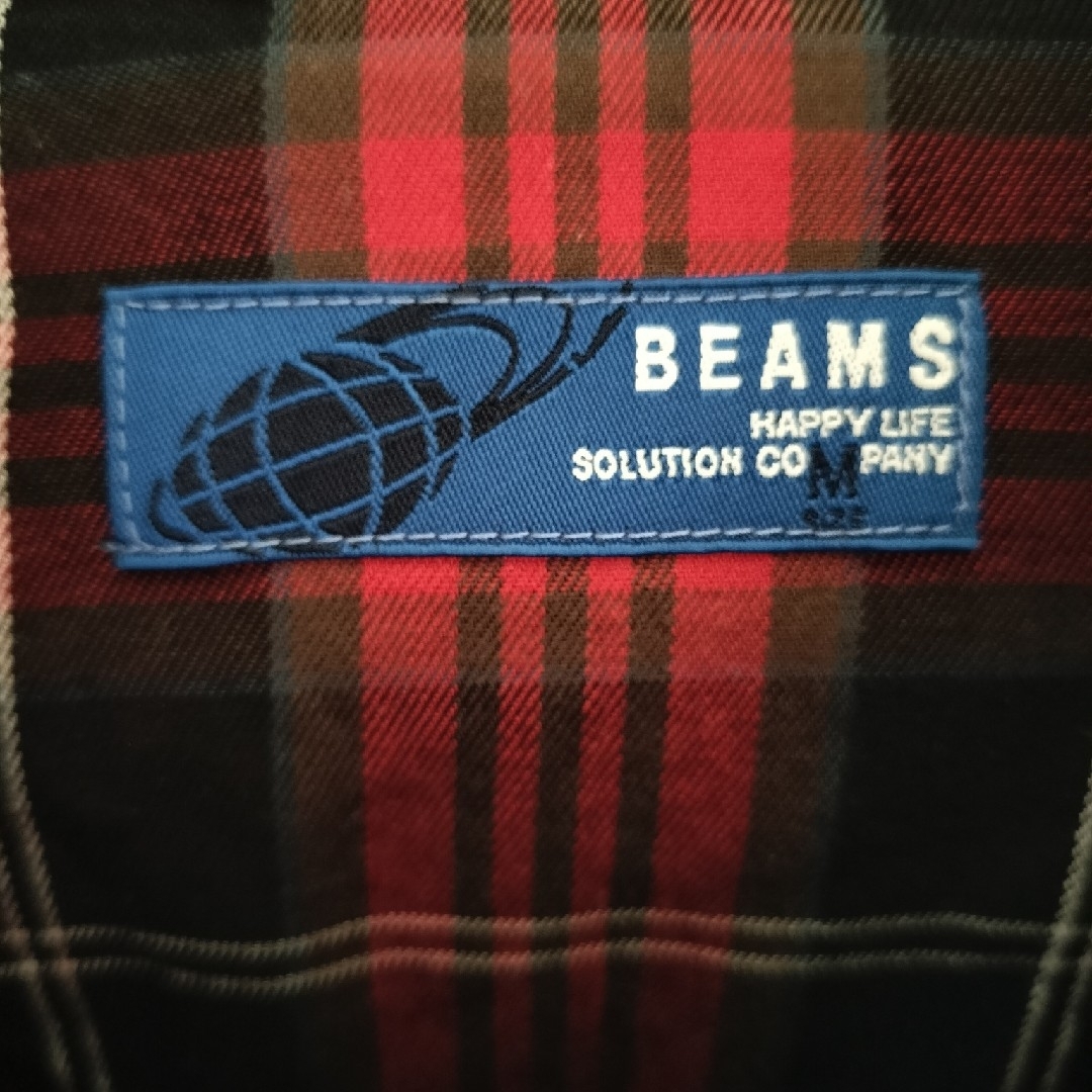 BEAMS(ビームス)のBEAMS ビームス チェック 長袖 シャツ sizeM/赤ｘ黒 メンズのトップス(シャツ)の商品写真